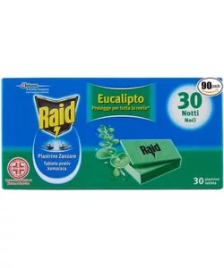 RICARICHE PIASTRINE ALL'EUCALIPTO ANTIZANZARE RAID 30 PEZZI